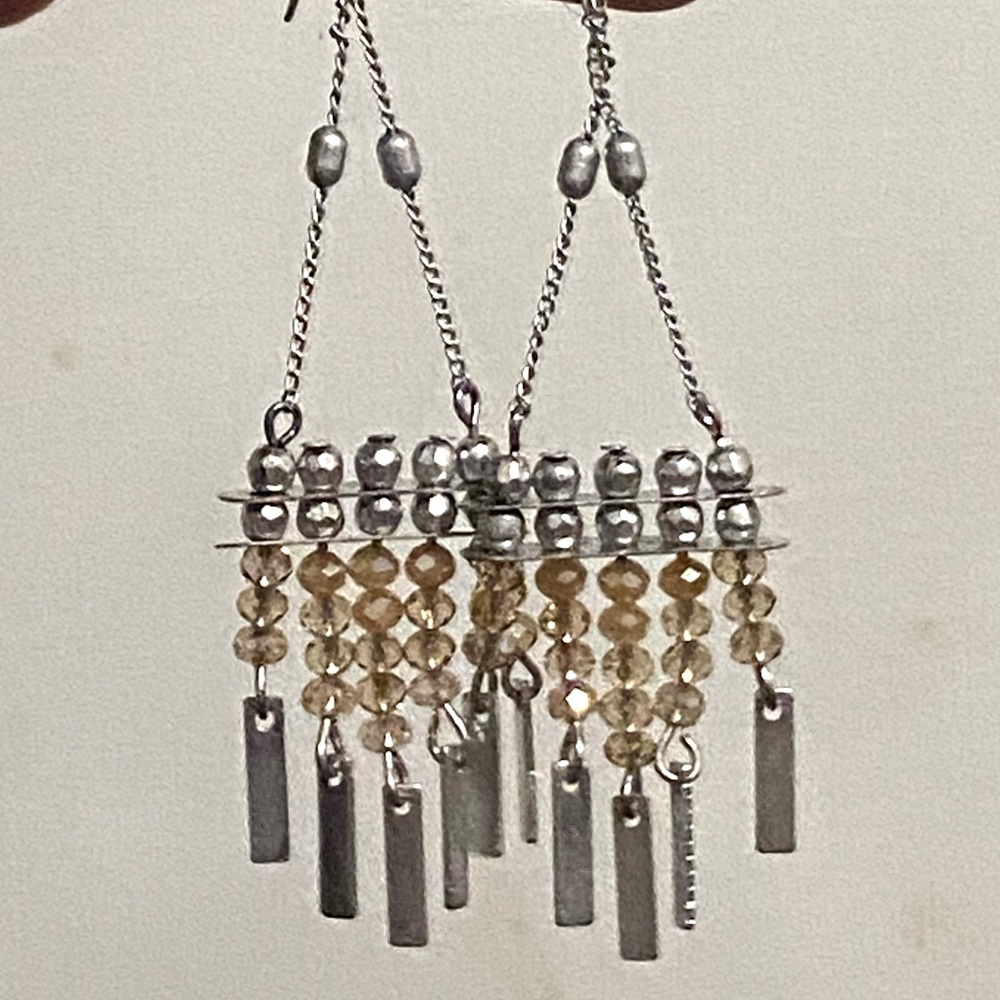 Silver Chandelier Beaded Dangle Earrings